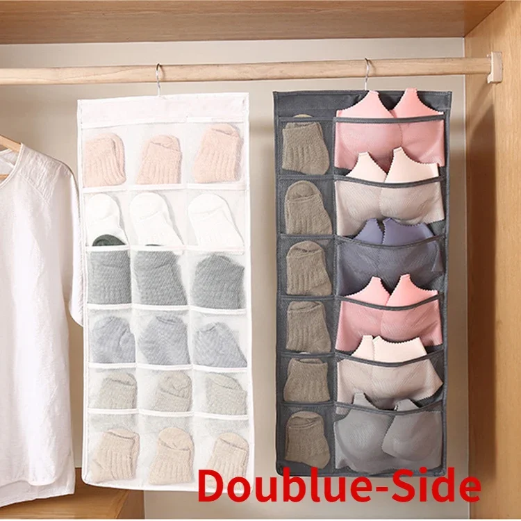 Double-Side Underwear Bra Organizer Multifunctional Mesh Drawer Organizers  Washable Closet Door Hanging Bag Clothes Divider Case