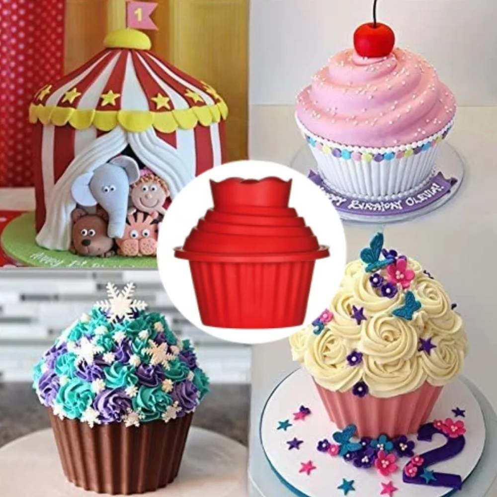 3er-Pack riesige große Cupcake-Kuchenform aus Silikon, antihaftbeschichtet, hitzebeständig, DIY-Cupcakes-Form für Kuchen, Muffins, Dekoration, Backwerkzeug – Detail 8