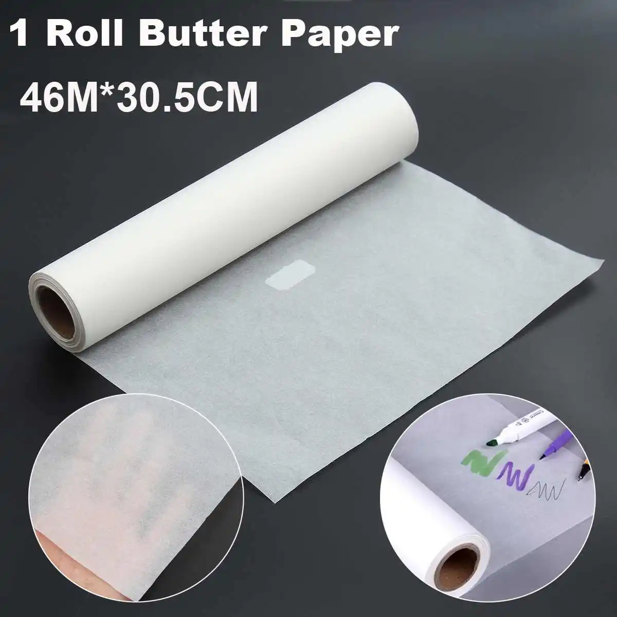 18in 44cm Wide Tracing Paper Roll White High Transparency Clear