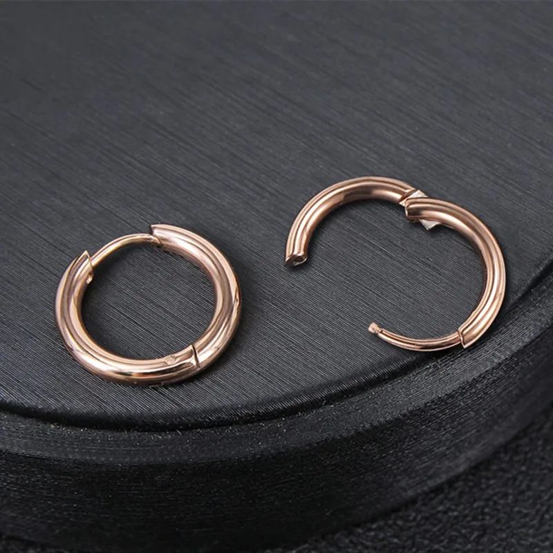 2 Unid/set De Pendientes De Aro Pequeños De Acero Inoxidable Para Mujeres Y Hombres, Color Dorado, Círculo Negro, Anillo De Oreja Grueso, Pendientes Huggie, Piercing De Aro Tan Jianjun Unisex