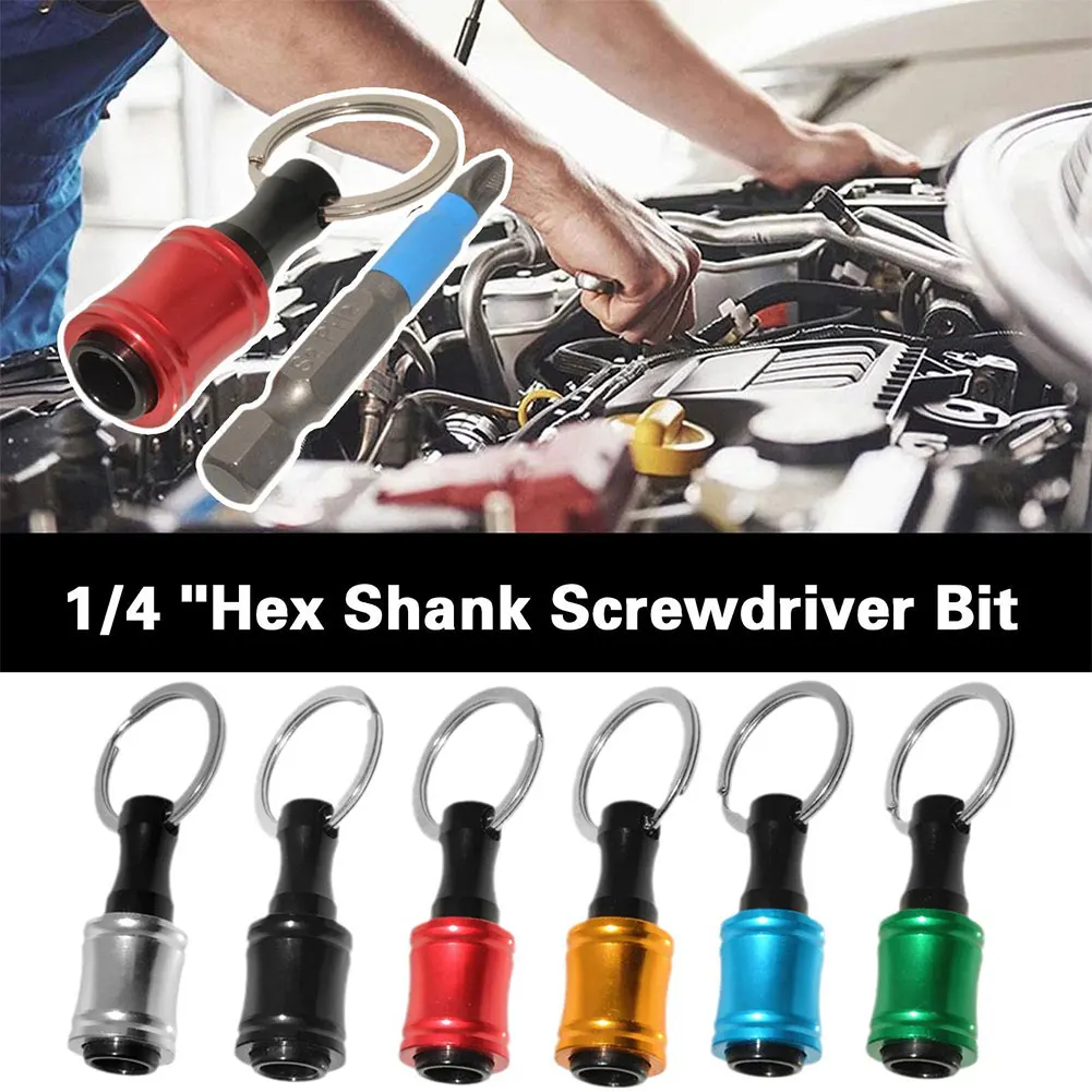 

1/4inch Hex Shank Screwdriver Bits Holder Extension Bar Drill Screw Adapter Quick Release Keychain Easy Change Repair Tools