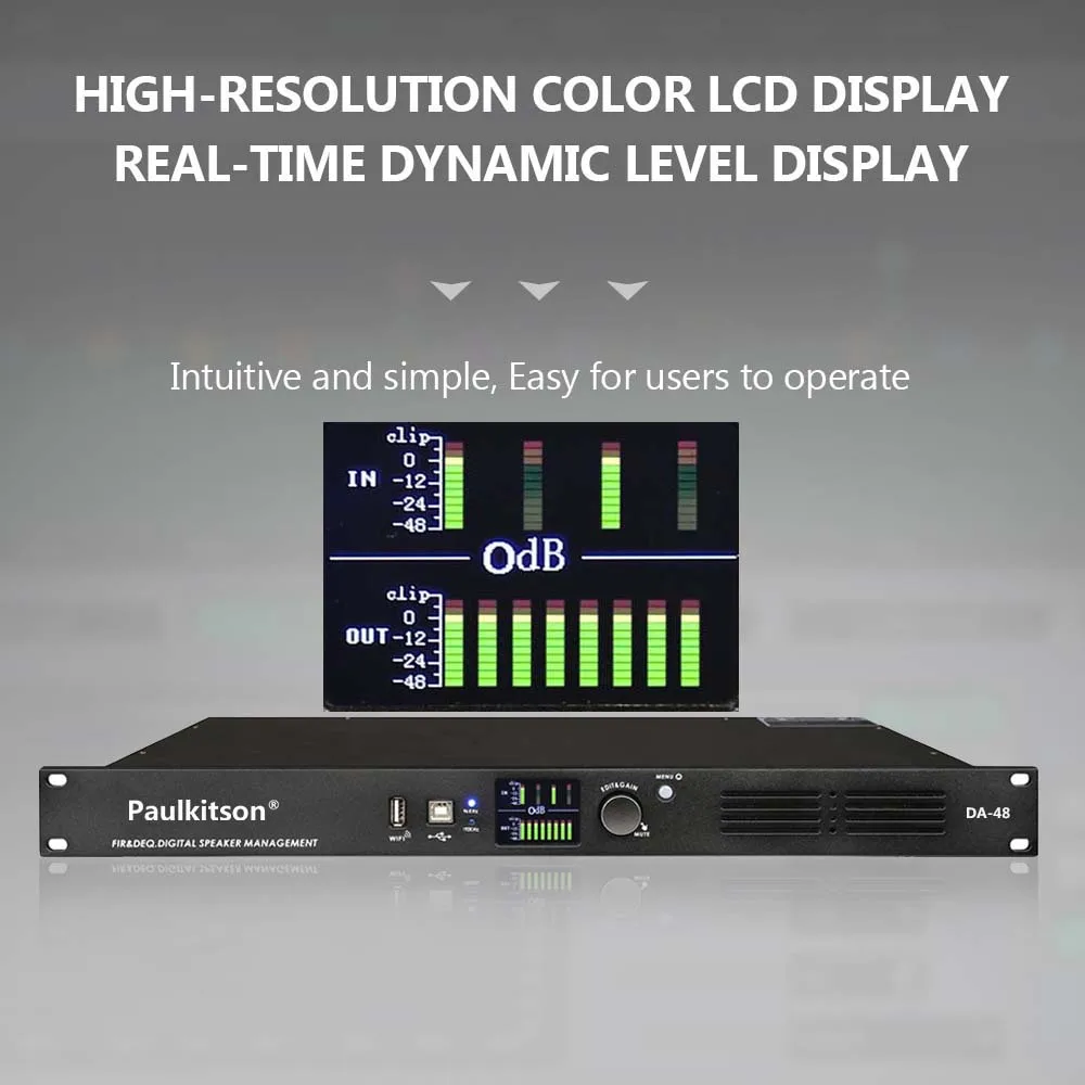Processador de Áudio Digital Profissional Equipamento de Efeito Audiófilo com Alto-falante Fir Sistema de Gestão 4in 8out Dsp Paulkitson-da48 - Image 6
