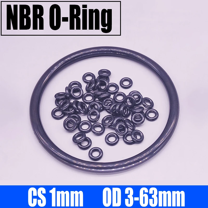 

10-50PCS NBR O Ring Seal Gasket CS 1mm OD 3-63mm Nitrile Butadiene Rubber Spacer Oil Resistance Washer Round Shape Black