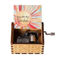 You Are My Sunshine Music Box Color Printing Wooden Hand Crank Musical Box Birthday Present Valentine's Day Christmas Gift New 2