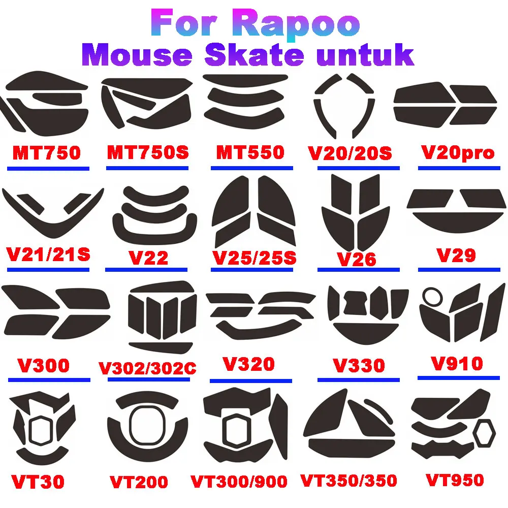 Conjunto Mouse Skate Untuk Rapoo Mt750 750s Mt550 V20 20s 20pro V21 21s 22 25 26 V300 Penyelamat Optik 0.6 mm Mouse Gaming Nirkabel 1