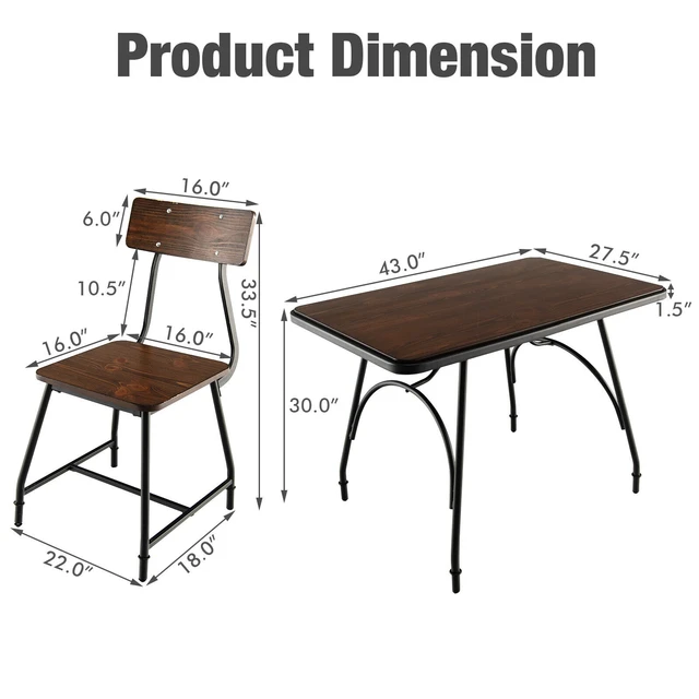 COSTWAY Mesa y Sillas de Comedor, Conjunto Mesa y Sillas Cocina