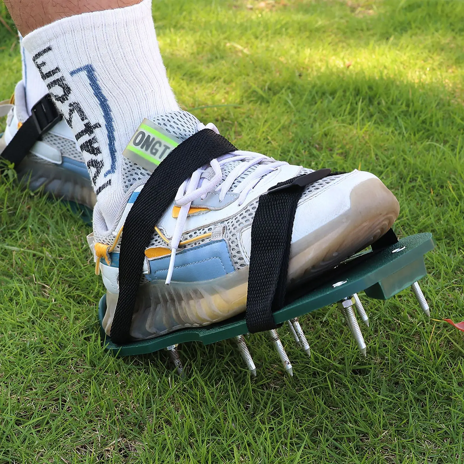 8pcs Garden Aerator Shoes Strap Lawn Aerator Shoes Band Aerating Sandals Spikes Adjustable Straps Universal Size All