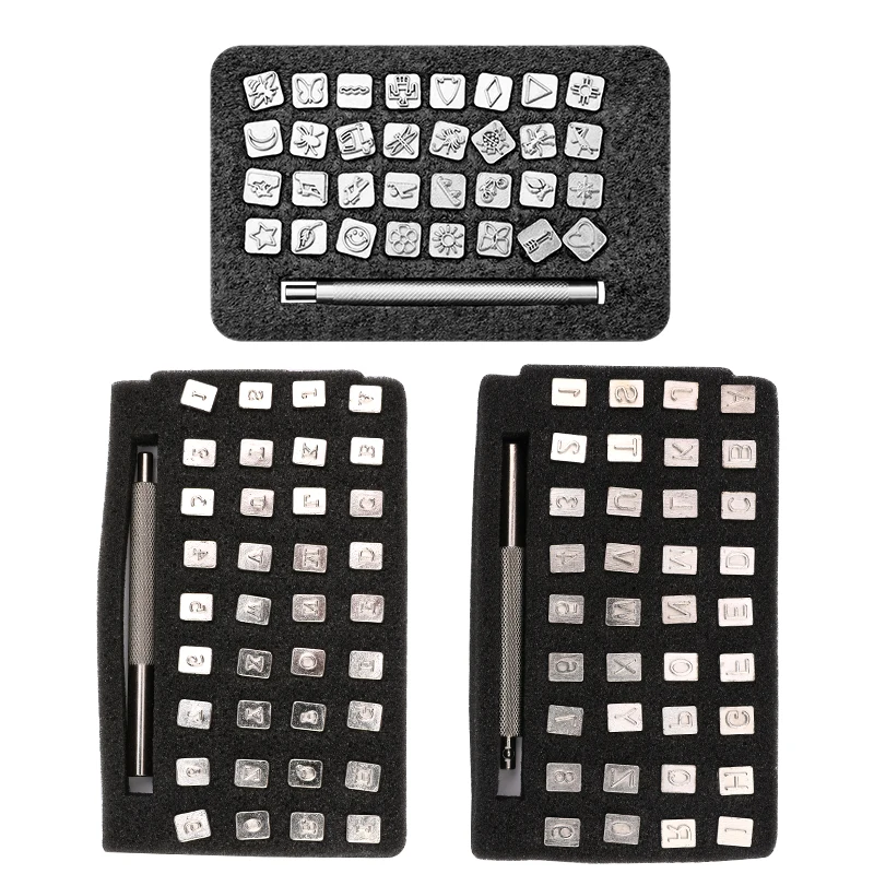 MIUSIE 32/36Pcs Steel Punch Alphabet Letter Number Leather Stamper Set 3mm/6mm Metal Leather Punching Tools for DIY