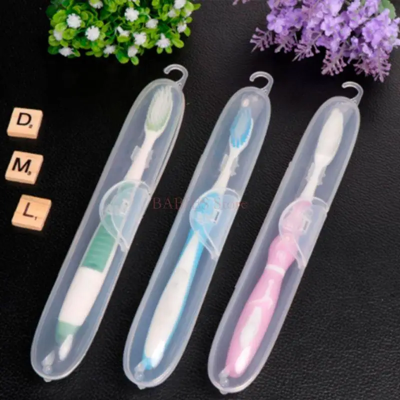 C9GB 23x3.5x3cm Plastic Toothbrush Holder Box Transparent Travel Portable Protective