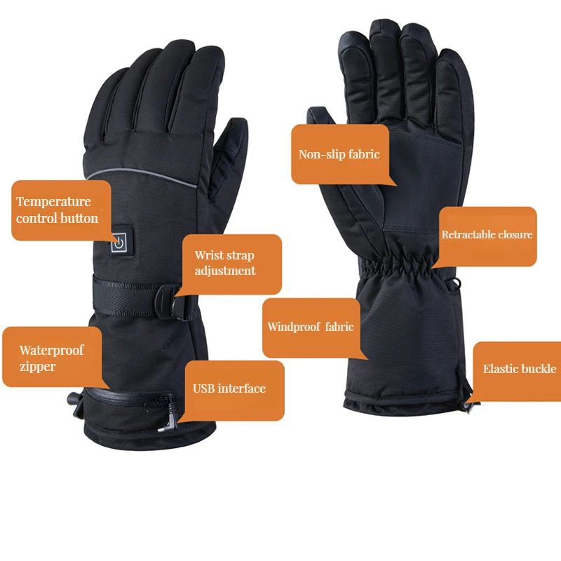 Winter Heated Gloves Thermal Women Men Battery Case Heating Gloves Skiing Motorcycle Water-resistant Warm Cycling Thermal Gloves 3