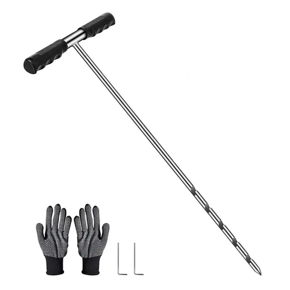 1 Set Soil Sample Probe Set Stainless Steel Soil Sample Collecting Probe T-Handle Adjustable Rustproof Easy Sampling