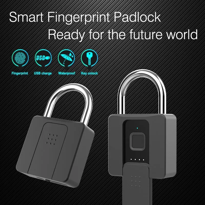 

Fingerprint Padlock with Key Biometric Bluetooth APP Controlled Smart Electronic Combination Lock for Outdoor,Fence, Suitcase