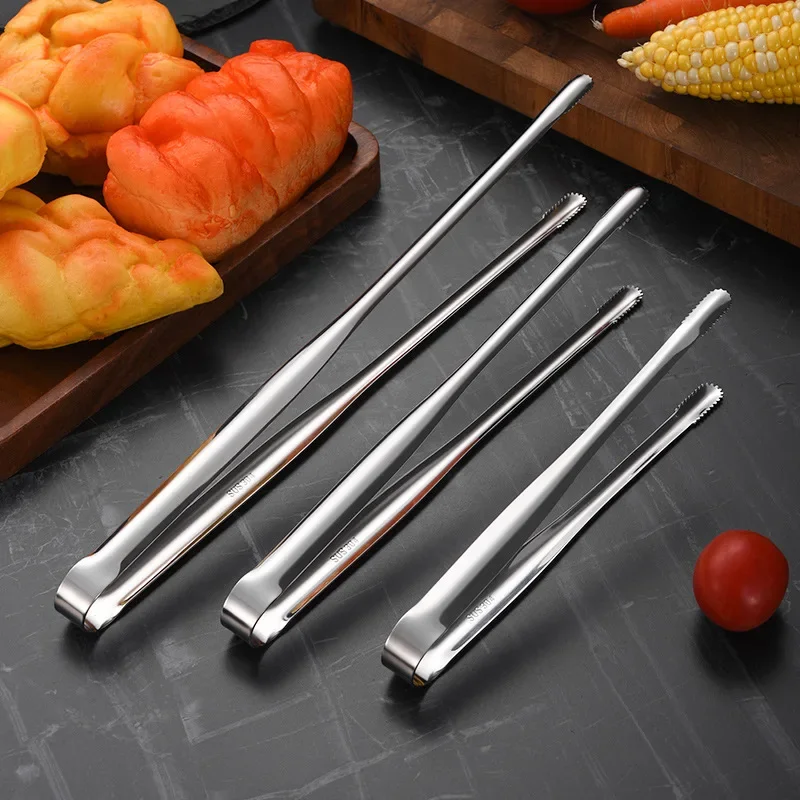 304 Stainless Steel Food Tongs Korean Barbecue Grill Meat Salad Bread Toast Clip Ice Tong