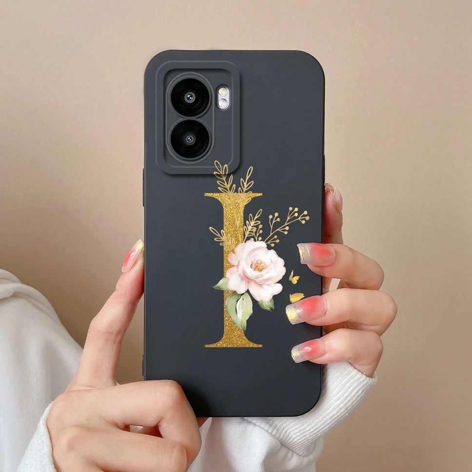 Pretty Flower Letters Liquid Silicone High-Quality Phone Cover