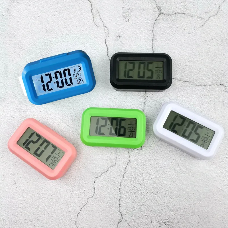 Mini Table LED Digital Electronic Alarm Clock Wake Up Students Worker Snooze Mute Bedroom Office Temperature Calendar Clock