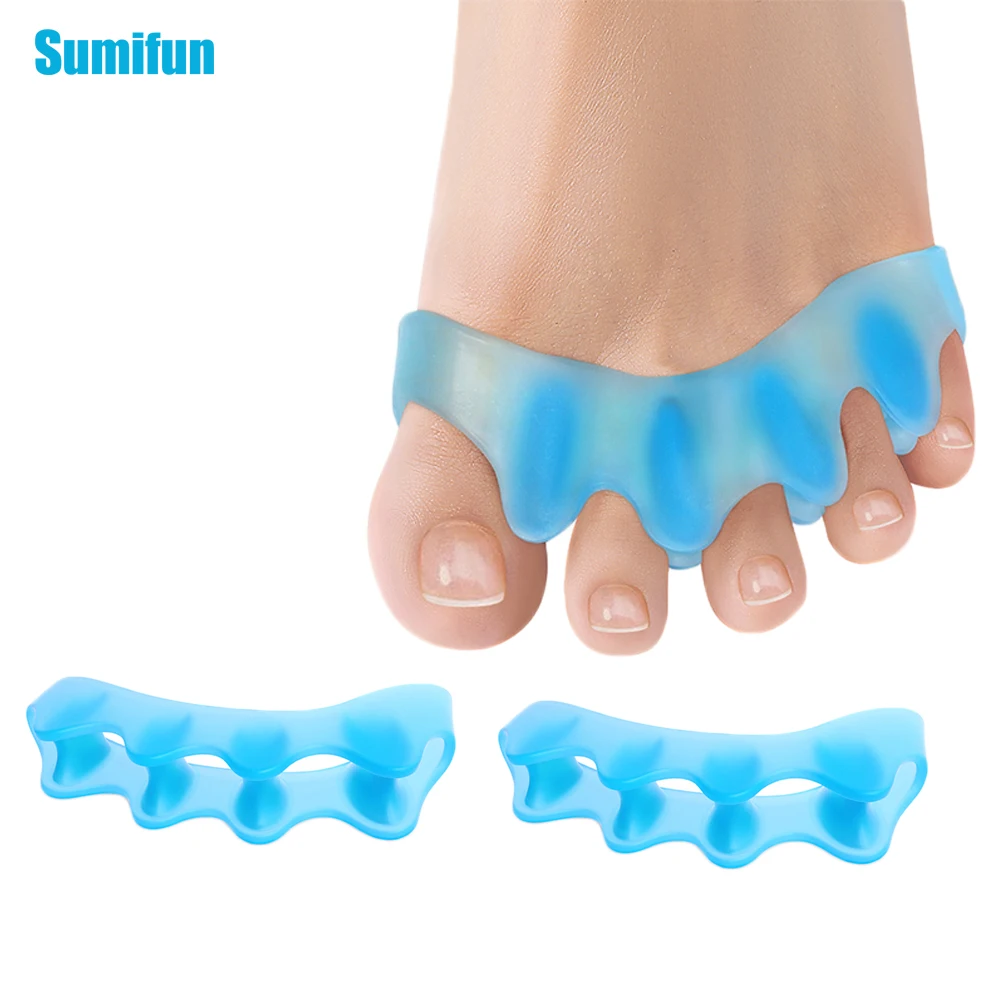 

2Pcs/Pair Silicone Five Hole Toe Separator Bunion Hallux Valgus Correction Toes Overlap Orthopedics Foot Clamp Protector Pad