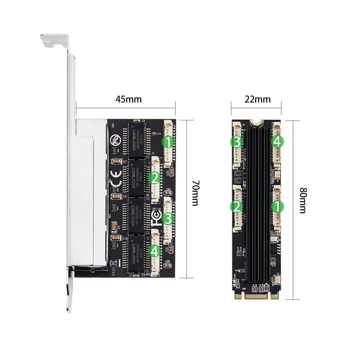Iocrest-placa de Rede Gigabit Ethernet M.2 Pci-e Porta Portas Chave m b Chave 1000mbps 1g Nic Chipconjunto Realtek Rt8111h para Jogos - Imagem 6