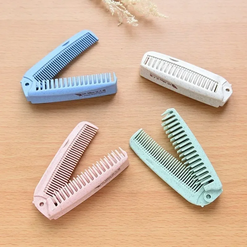 1 Pcs Portable Folding Comb Hair Brush  Anti-static Combs Travel Hair Brush Wheat Straw Folding Hairdressing Styling Tool solomeya крабик для волос из натуральной пшеницы в форме бабочки мятный straw claw hair clip butterfly mint