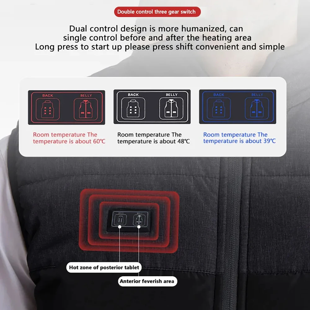 Heated Jacket 21 Areas Self Heating Vest Four Switch Control Men Women Thermal Vest Warm Winter