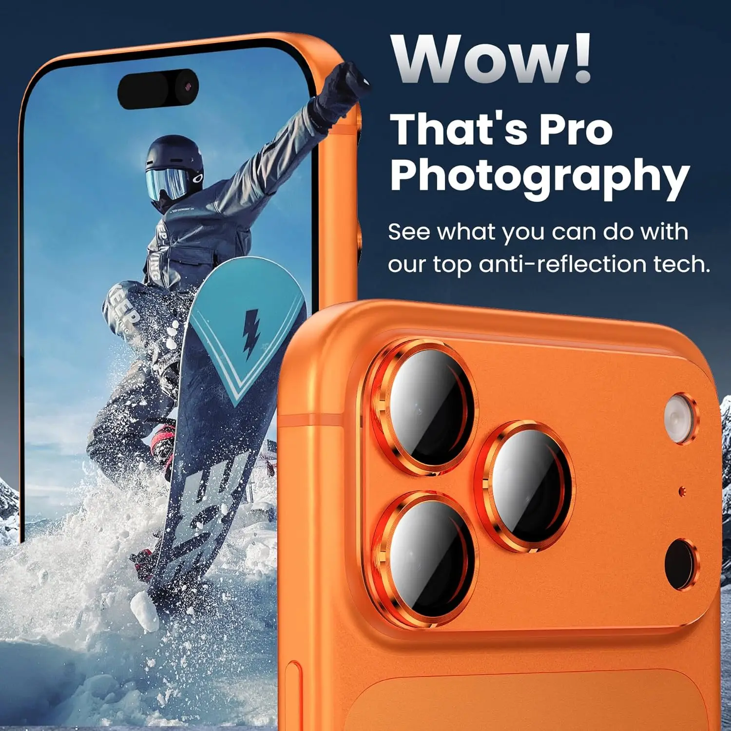 Cosmic Orange Metal Tempered Glass Camera Lens Protector Cover