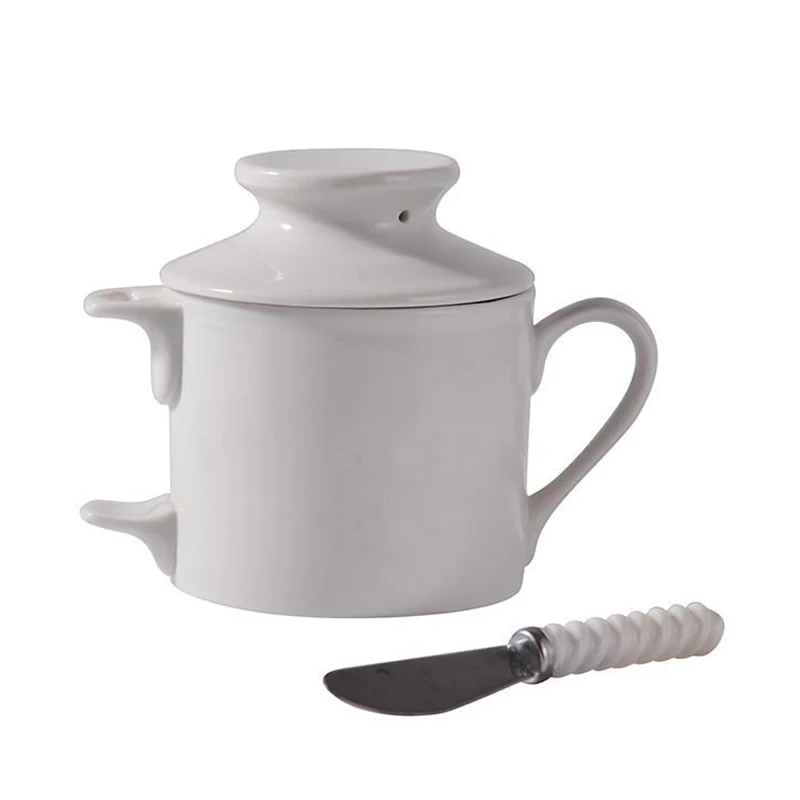 Minimalist Ceramic Butter Dish Cheese Storage Container with Lid-Tableware Set