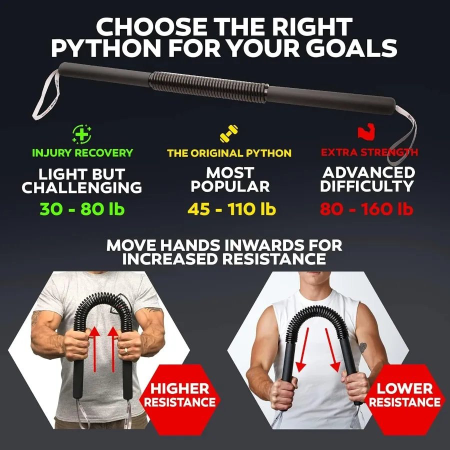 Python Power Twister Bar - Upper Body Exercise for Chest, Shoulder, Forearm, Bicep and Arm Strengthening Workout Equipment by