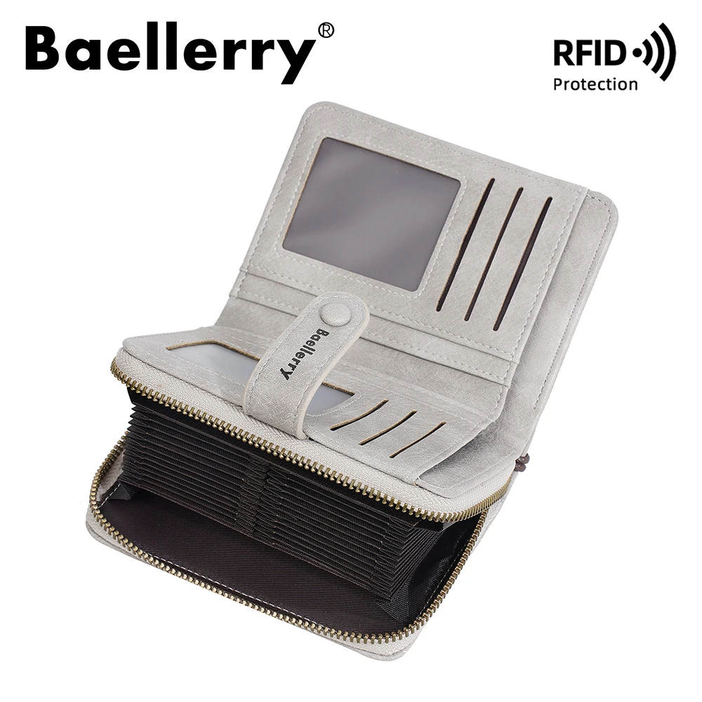 Women's Wallet for Girls, Baellerry Fashion PU Zip Around Coin Purse with Card Slots, Large Capacity Travel Wallet with Hand Str