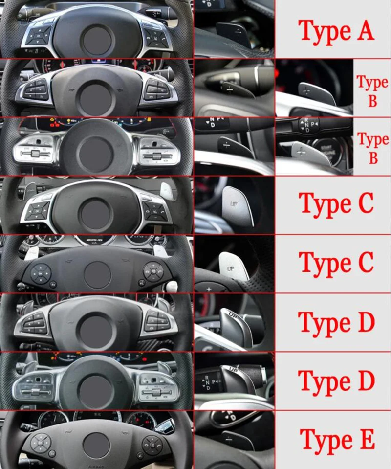 Schaltwippen für Mercedes-Benz A-Klasse W177 Limousine V177 MB A180 A180d A200 A250 2019-2023 Auto-Lenkradschalter DSG Aufkleber – Detail 1