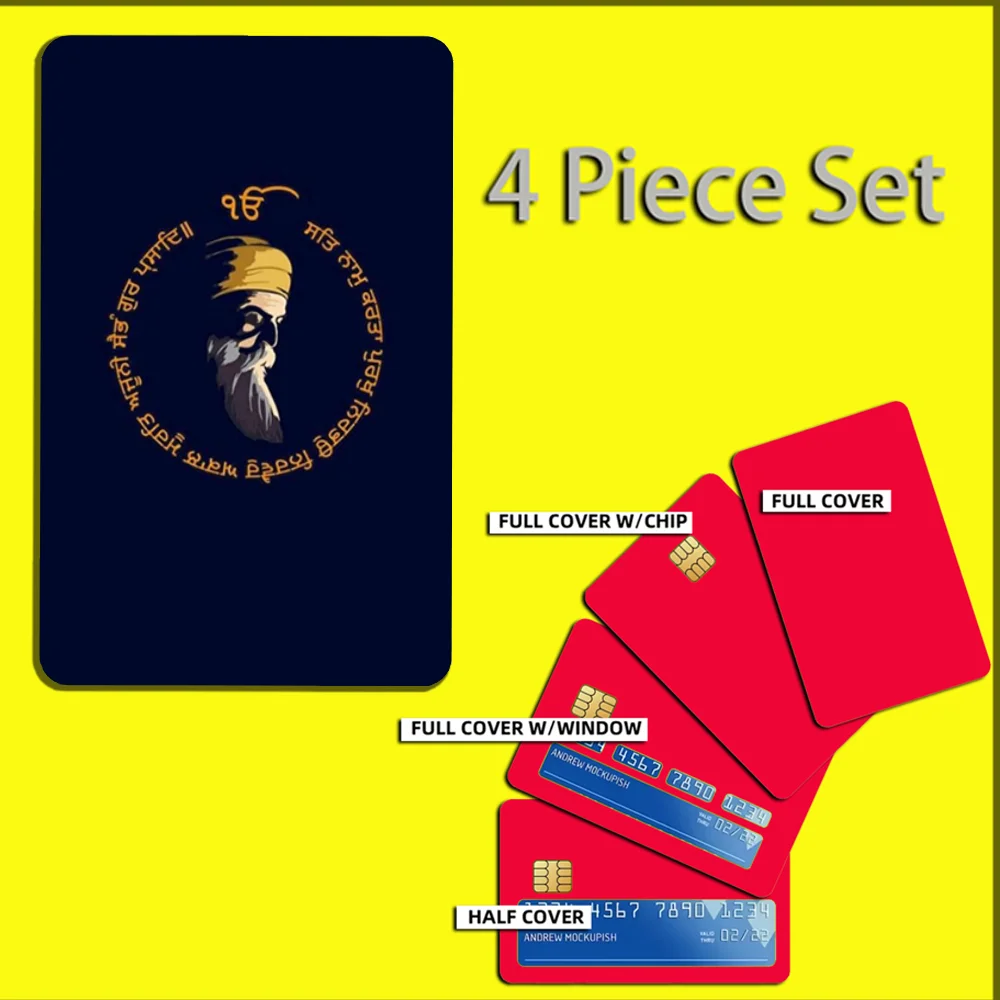 Sikh Khanda Sikhism Sover Stickers For Debit Bank Credit Cards Metro Bus Pass Sticker Decoration Cover 4PCS Card Skin