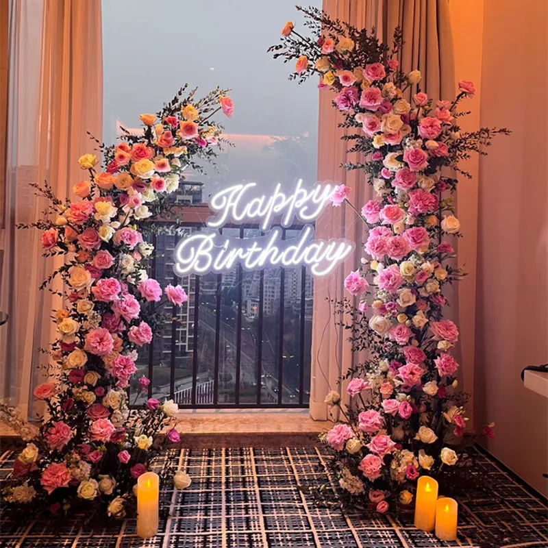 2PCS Wedding Arch Flower Stand Balloon Decoration Arch Party Background Metal Stand Outdoor Artificial Flower Door Shelf Frame