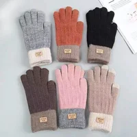 Women Men Warm  Screen Gloves Stretch Knit Mittens Wool Full Finger Guantes Female Crochet Glove