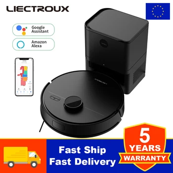 LDS robot aspirapolvere e mocio combinato Liectroux M70 Pro, navigazione laser lidar, pulizia domestica intelligente, con stazione di svuotamento automatica, mappe multipavimento, aspirazione da 6,5kpa, boost per tappeti, batteria da 3200mAh 1