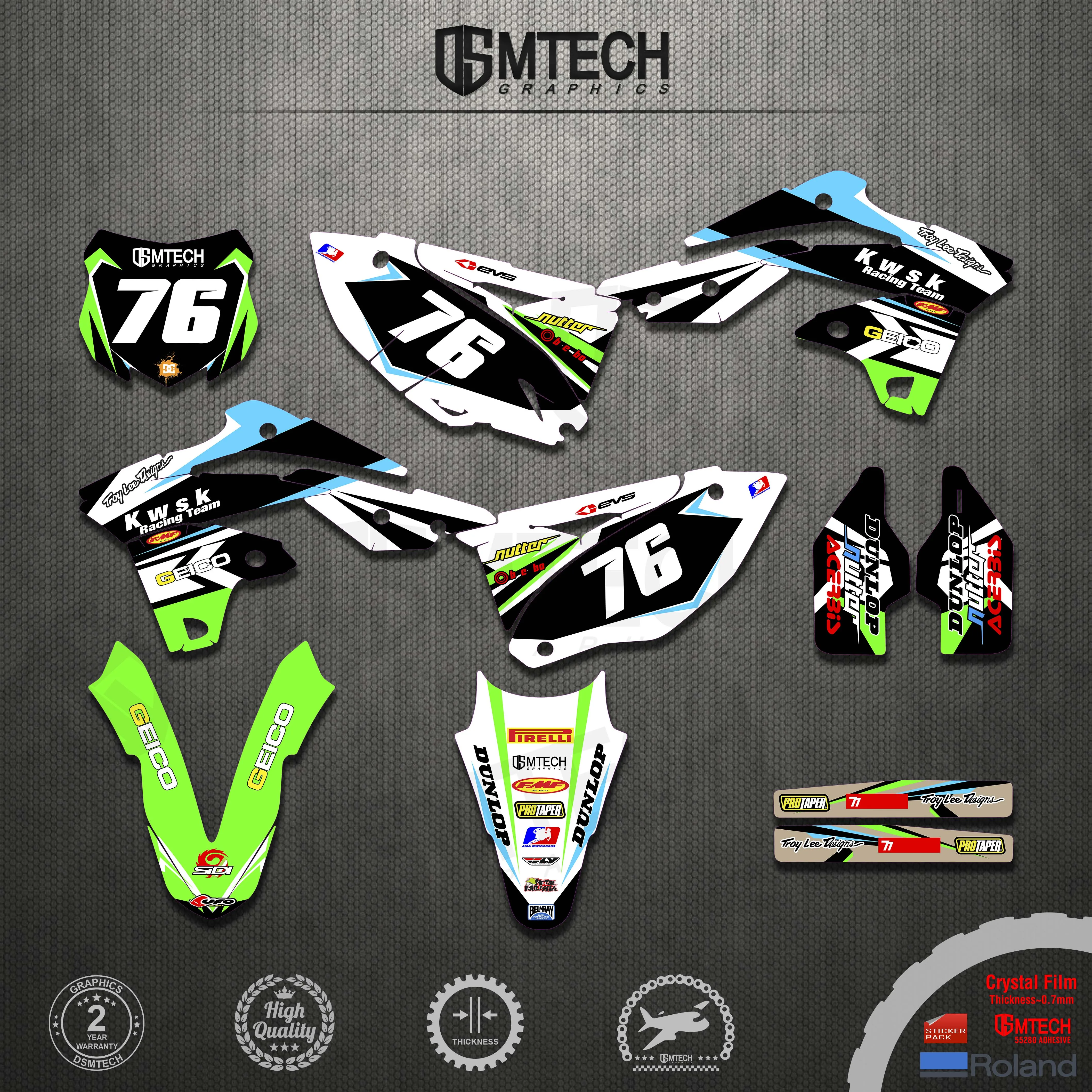 DSMTECH Motorcycle KXF 450 Free Customized Numbers Stickers Decals Backgrounds Graphics For Kawasaki KX450F KXF450 2012 2013-15