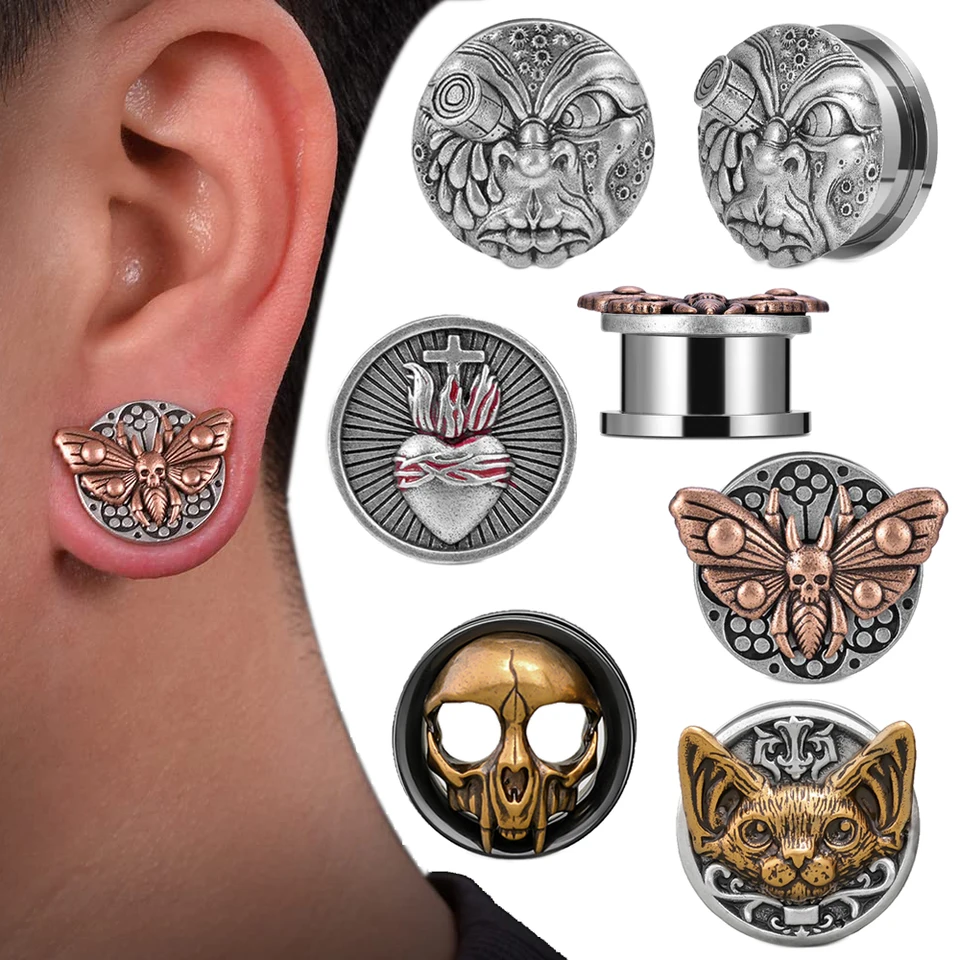 Tappi Per Orecchie Con Nappa In Ottone Grezzo 5/8" 11/16" 13/16" 7 - Foto 3