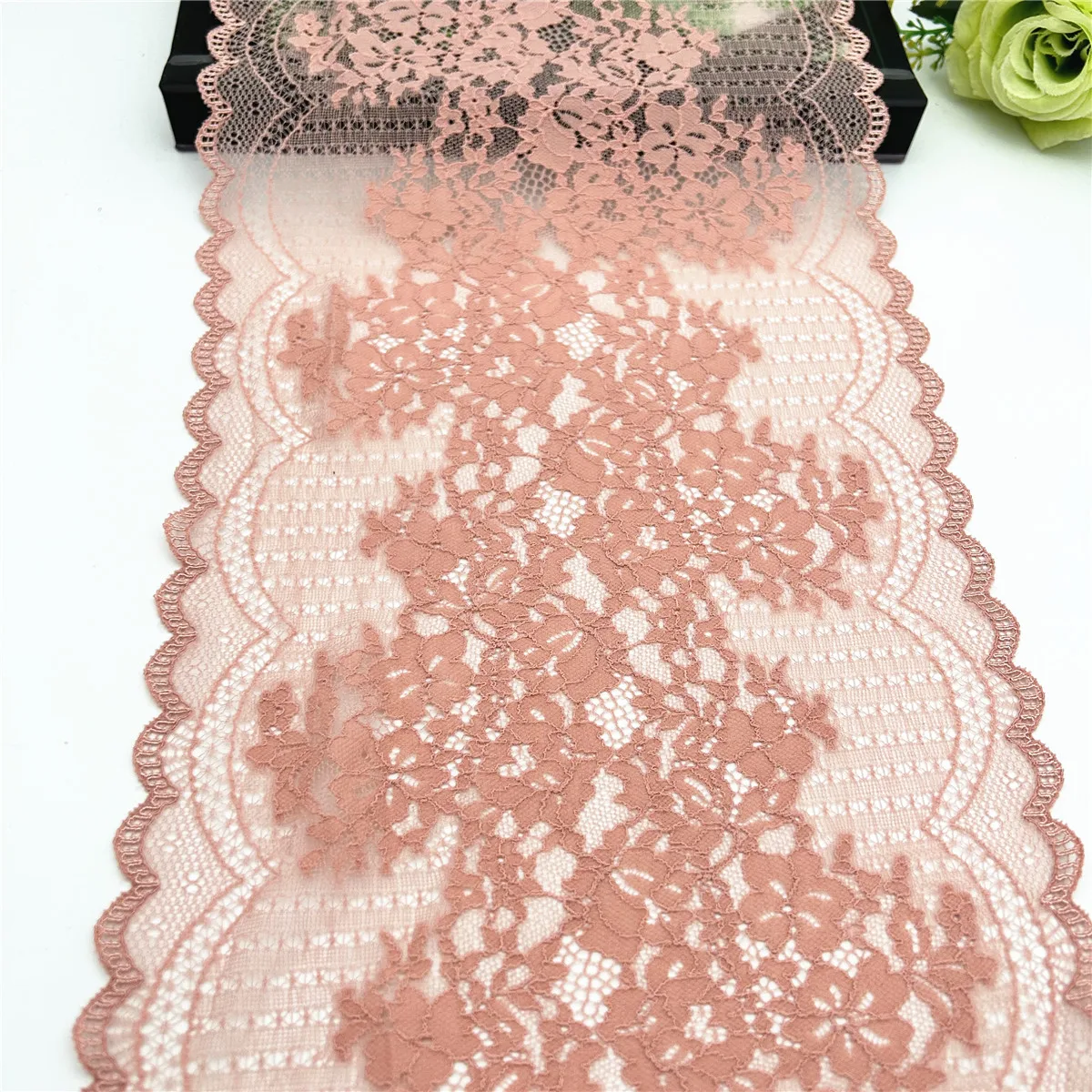 3y/lot Width 22cm Apricot Elastic Stretch Lace Trim 6