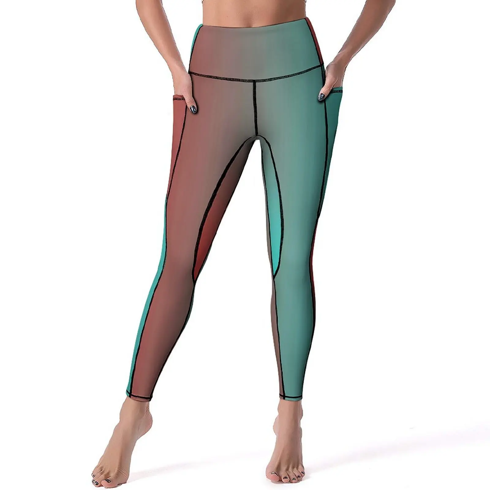 

Two Tone Art Yoga Pants Red And Blue Running Leggings High Waist Stretchy Sport Pants Breathable Graphic Yoga Legging Gift Idea
