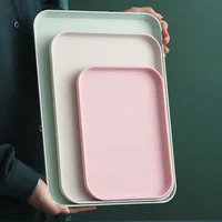 Rectangular Tray Wheat Straw Eco-friendly Bread Pan Plastic Storage Tray Cup Food Small Object Living Room Organizer Kitchen 1