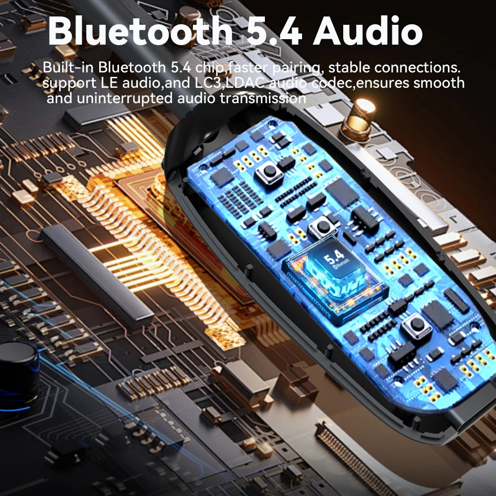 Tebe LE Audio Bluetooth 5.4 Receiver Transmitter LC3 3.5mm Aux Wireless Stereo Music Adapter Broadcasts to Multi Headphones