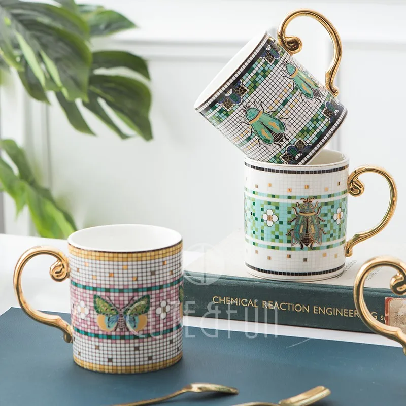 

Nordic Modern Coffee Cup and Saucer Set Nordic Breakfast Creativity Ceramic Coffee Cups Luxury High Quality Caneca Mugs