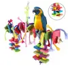 Parrot Chew Toy Multicolored Wooden Cotton Rope Birds Toy Bite Bridge Parrot Foraging Tearing Cockatiels Training Hang Swings 3
