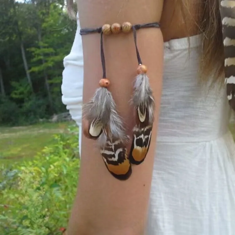 

Feather Arm Chain Halloween Performance Ball Feather Wristband Gothic Style Feather Wristband Accessories