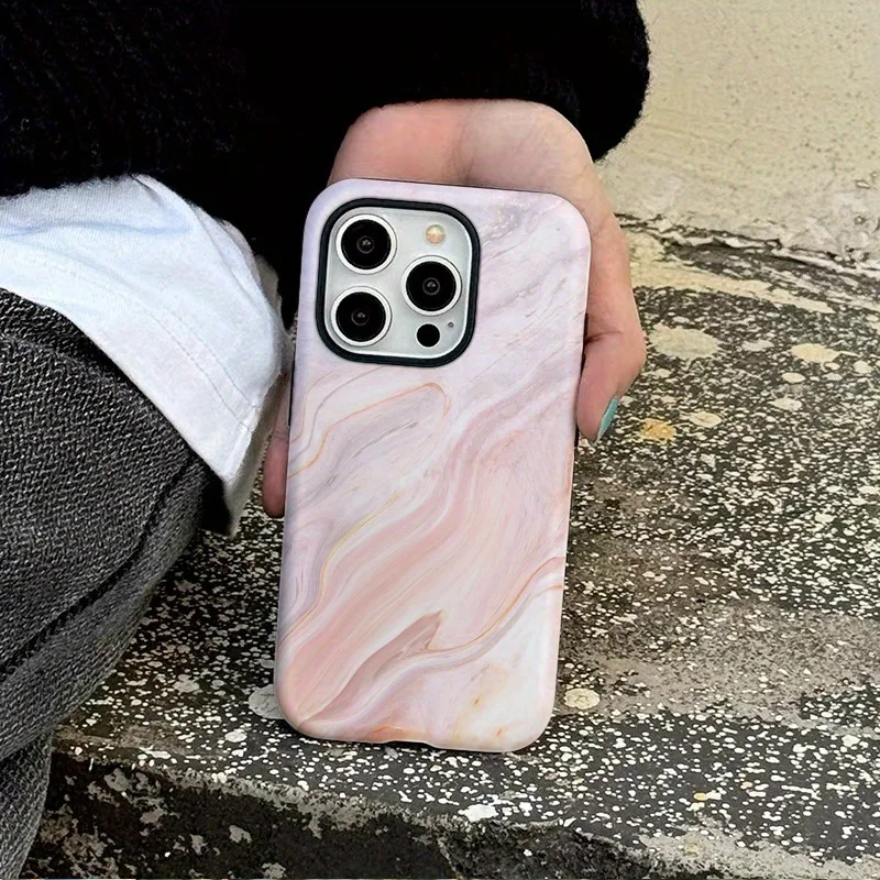 Luxury Pink Marble Pattern Dual-Layer Phone Case