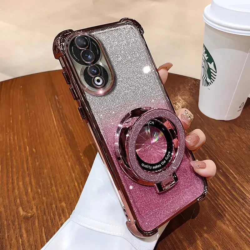 Luxury Magnetic Bracket Shockproof Glitter Case with Holder