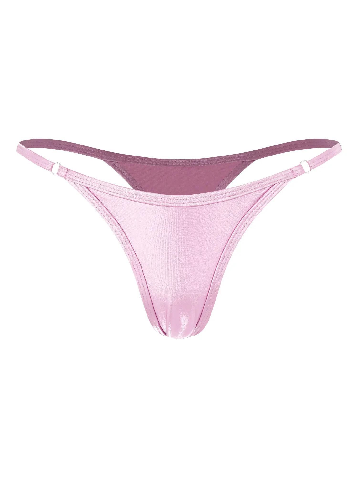 thumbnail image 1 of Bikini brasileño metálico para mujer, bragas, tangas, traje de baño de cintura alta, correas ajustables, espalda en T, Micro Uderwear, 1 of 5