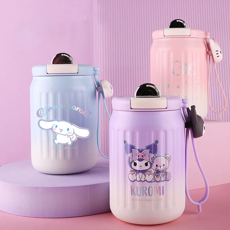 

Sanrio Kawaii Kuromi Cinnamoroll Hello Kitty Vacuum Coffee Cup Cute Cartoon Ceramic Liner Long-Lasting Lock Fresh Water Cup Gift