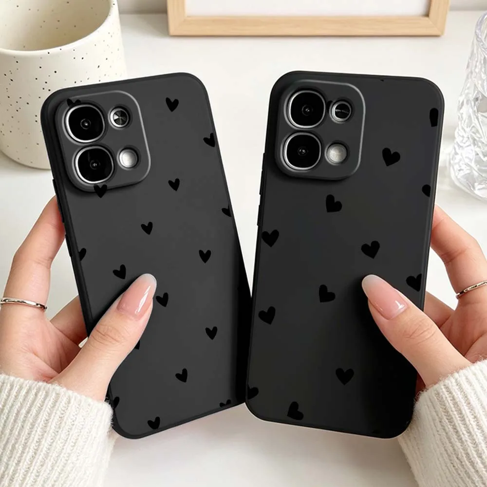 Chic Black Heart Pattern Phone Case