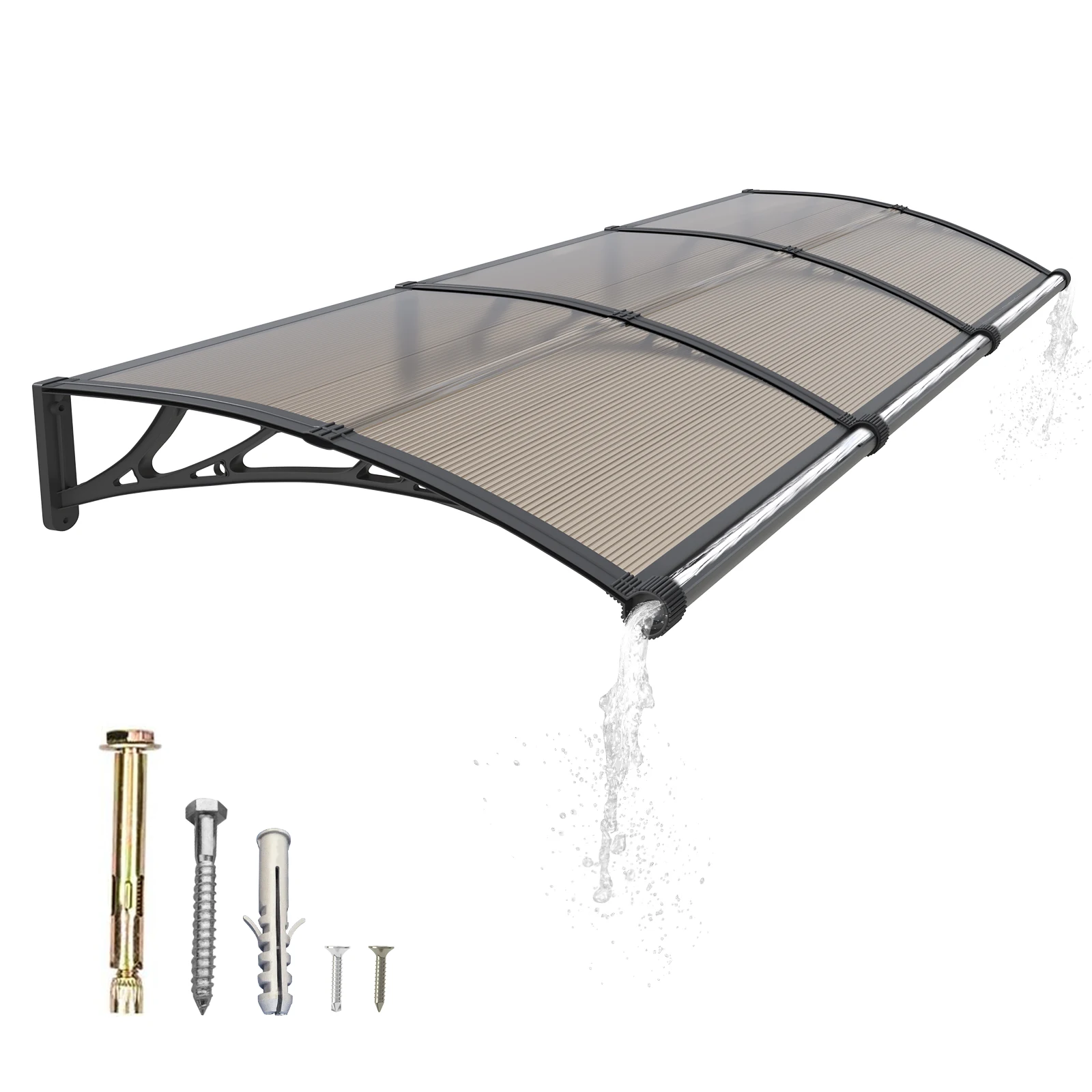 Large Gutter Window Awning Door Canopy Polycarbonate Cover Patio Door Awning UV Rain Snow Sunlight Protection