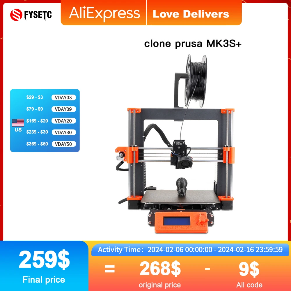 Fysetc Clone Prusa I3 Mk3S + Stampante Kit Completo Stampante 3D Fai Da Te Mk3S + Compreso Einsy-Rambo Board Prusa I3 Mk3S A Mk3S + Kit Di Aggiornamen