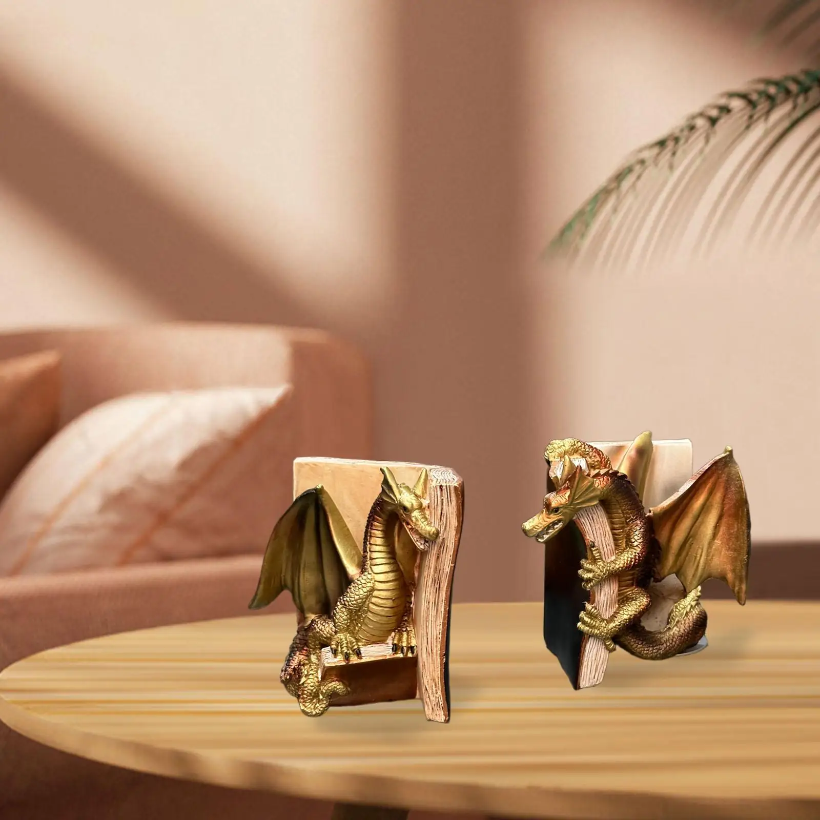2 Pieces Dragon Decorative Bookends Book Stopper Artwork Heavy Duty Gifts Resin Ornament Shelf Decor Dragon Figurine for Home