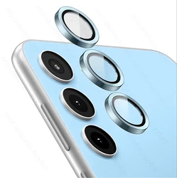 9D Curved Tempered Glass Camera Protector with Metal Ring Lens Cap, Compatible with Samsung Galaxy S Series - Samsung S24FE (Blue - 04)